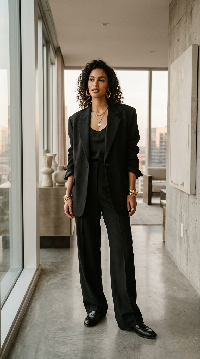 Oversized Black Suit Outfit