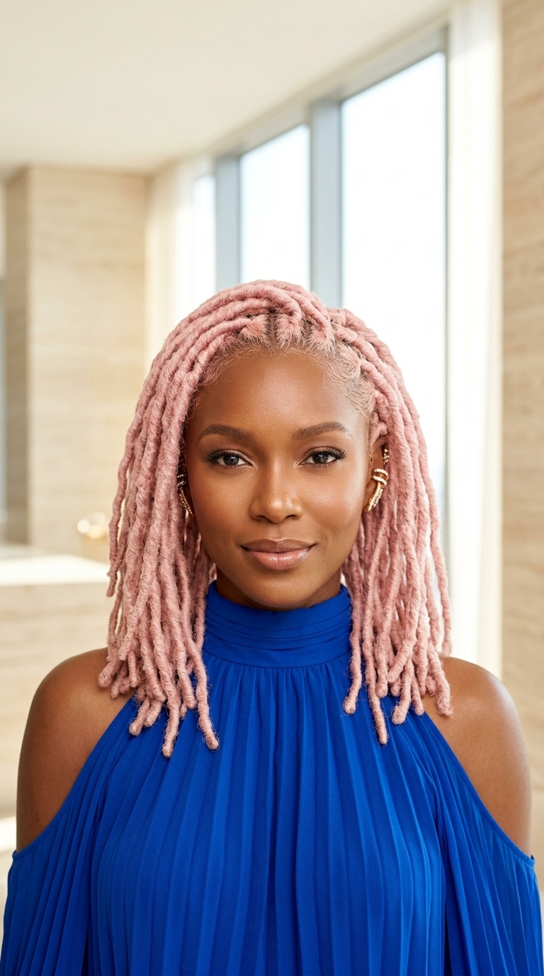 Pale Pink Locs For Black Women
