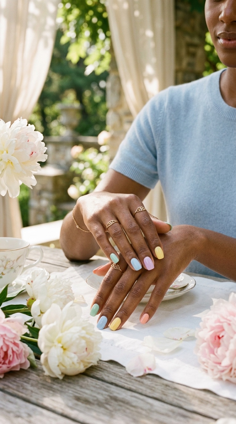 Pastel Color Nails Black Women