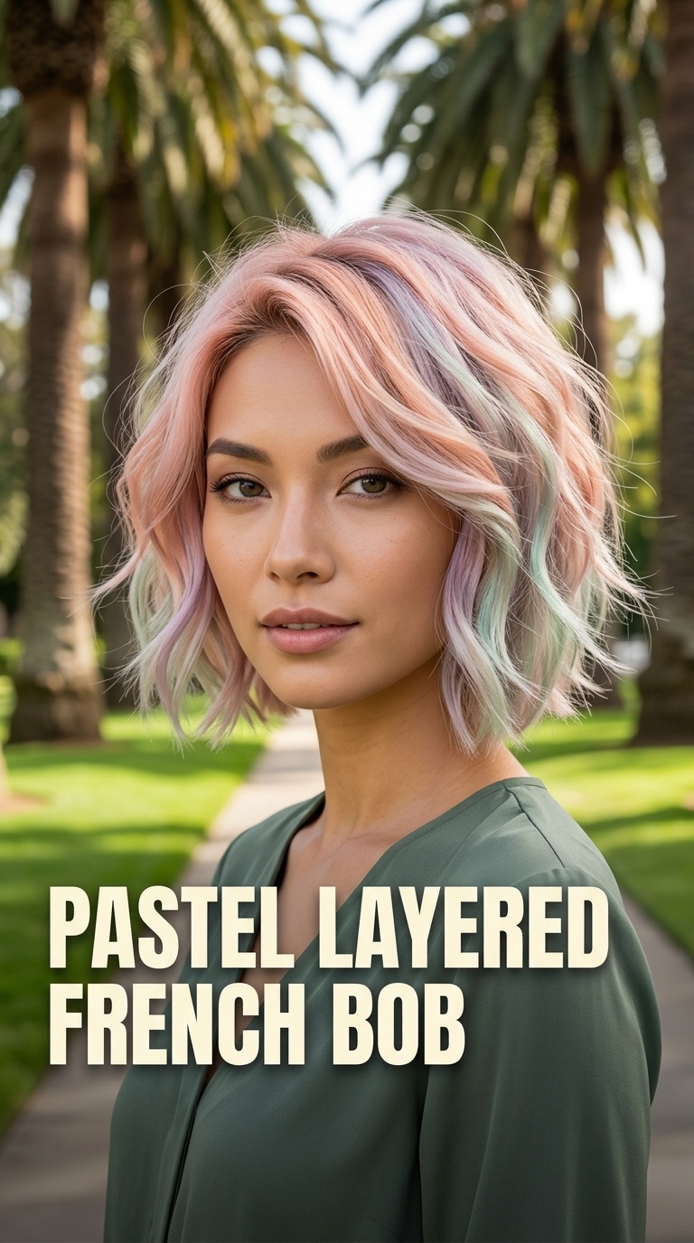 Pastel Layered French Bob