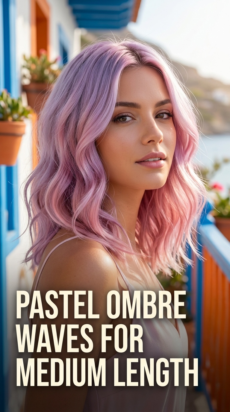 Pastel Ombre Waves for Medium Length