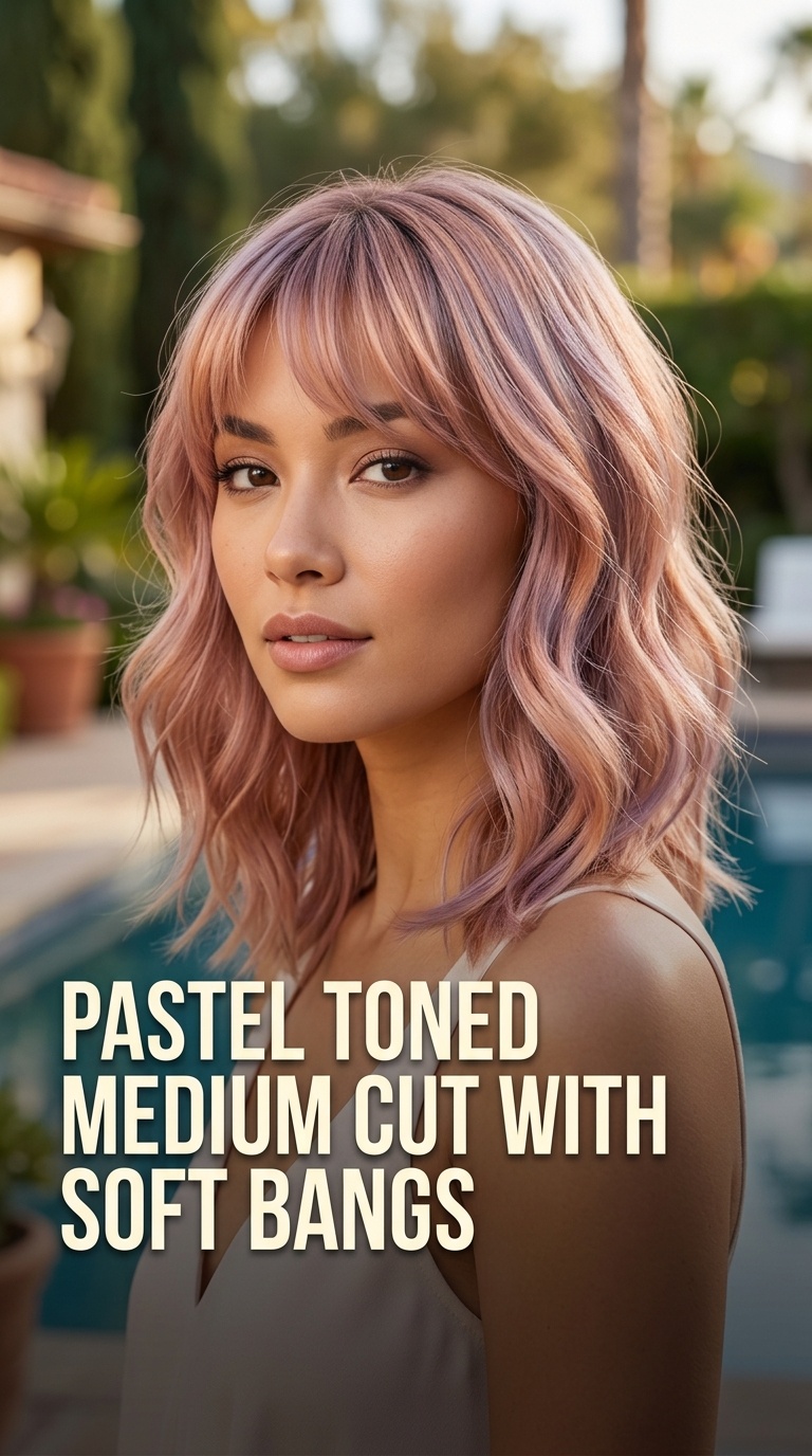 Pastel Toned Medium Cut with Soft Bangs
