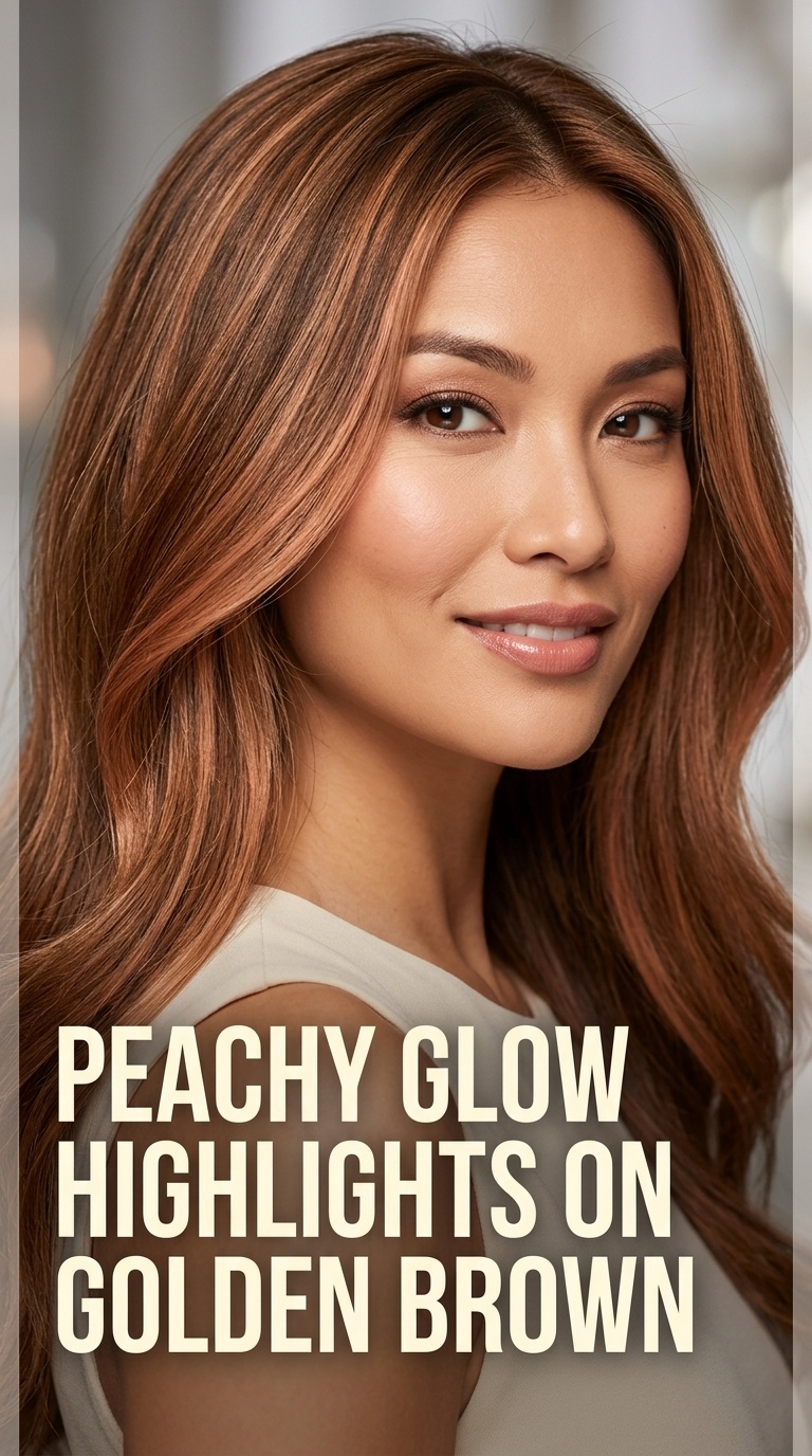 Peachy Glow Highlights on Golden Brown