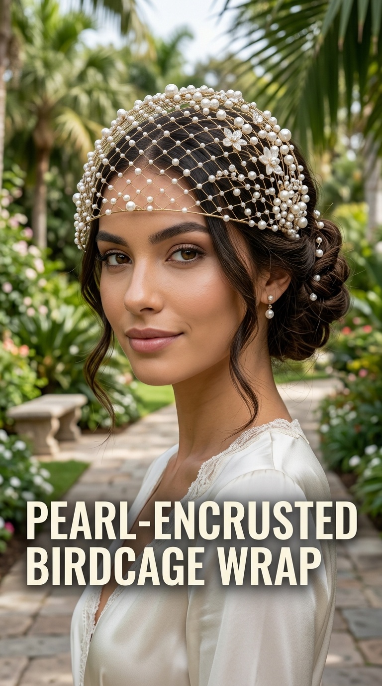 Pearl-Encrusted Birdcage Wrap