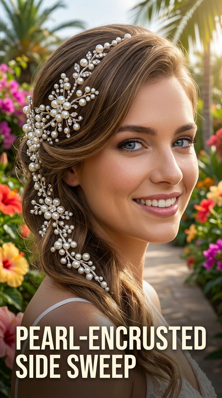 Pearl-Encrusted Side Sweep