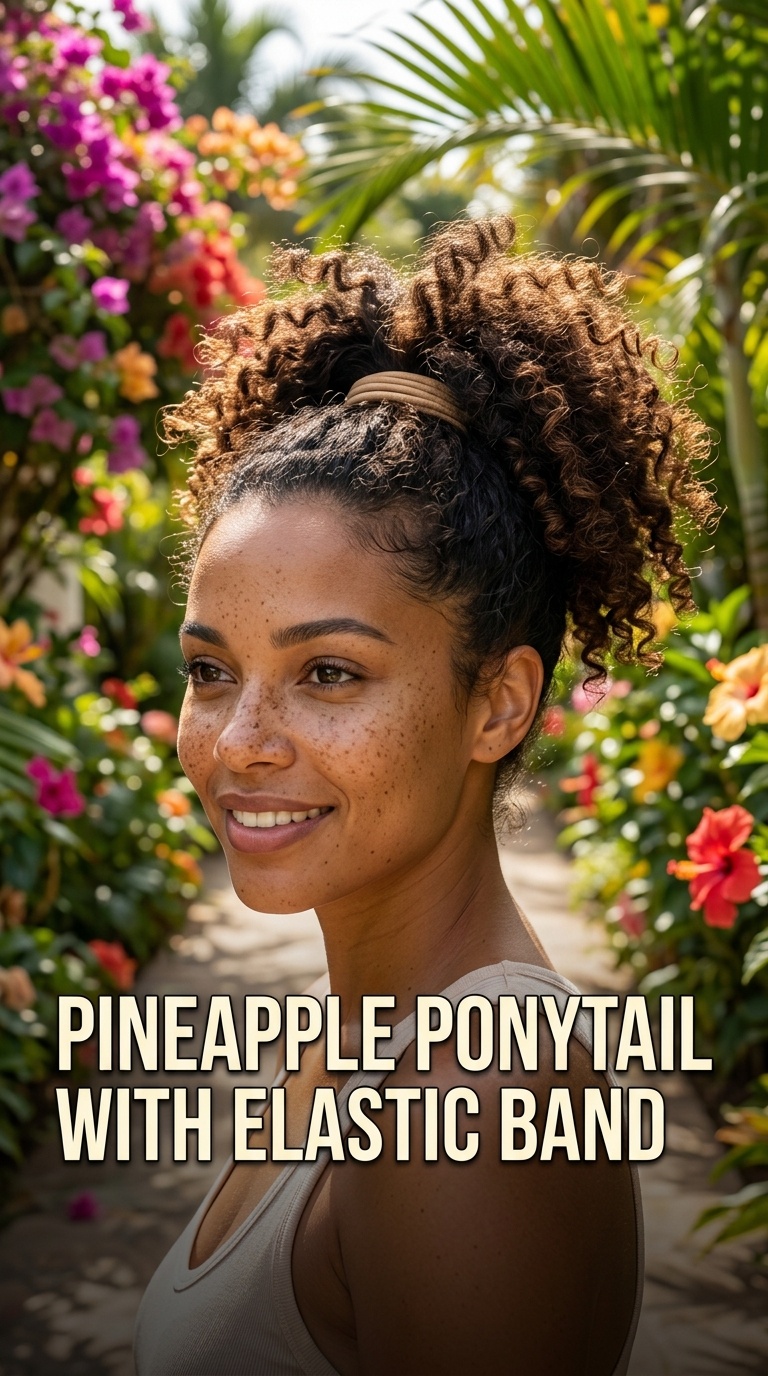 Pineapple Ponytail with Elastic Band