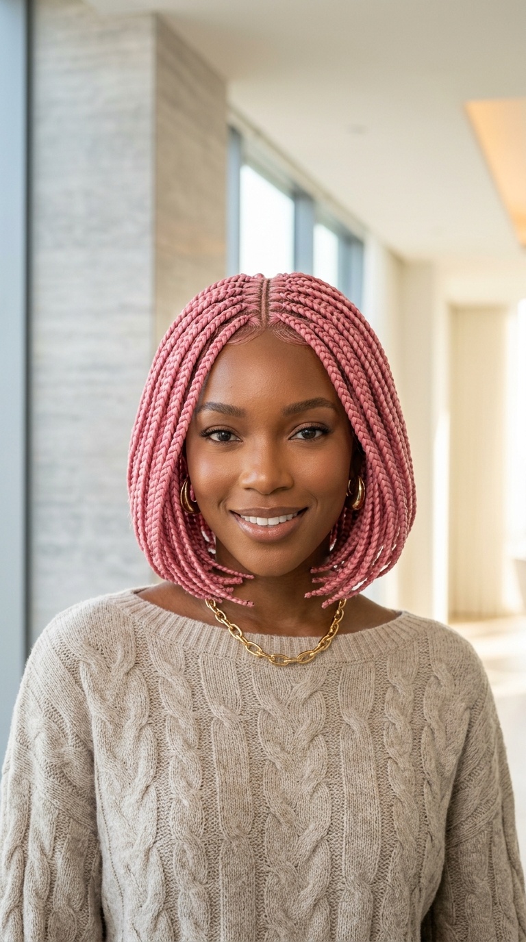 Pink Braided Wigs For Women