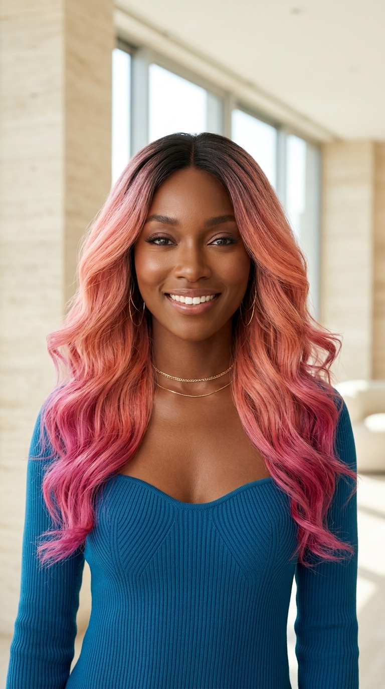 Pink Ombre Human Hair Wigs