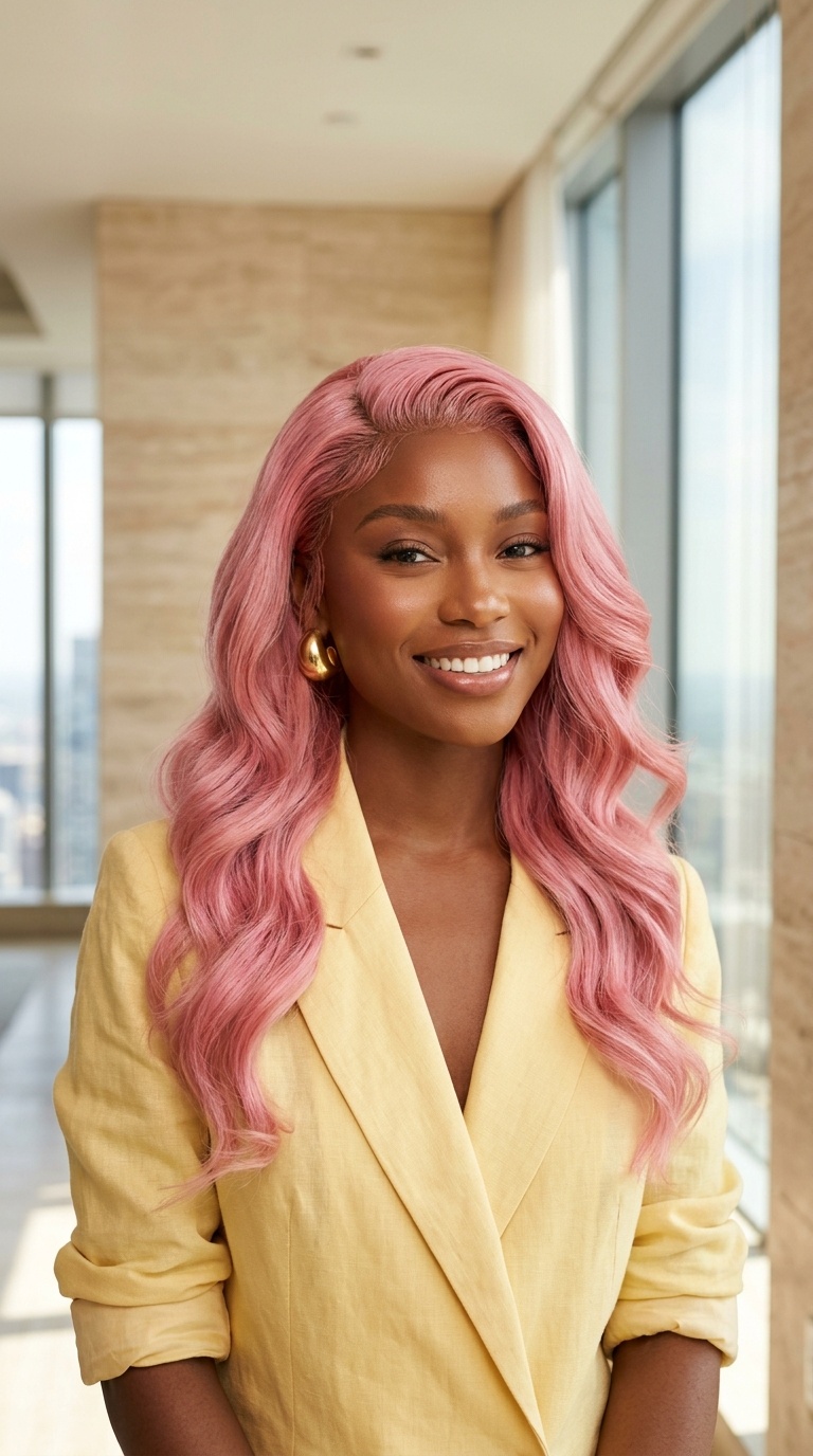 Pink Water Wave Lace Wigs