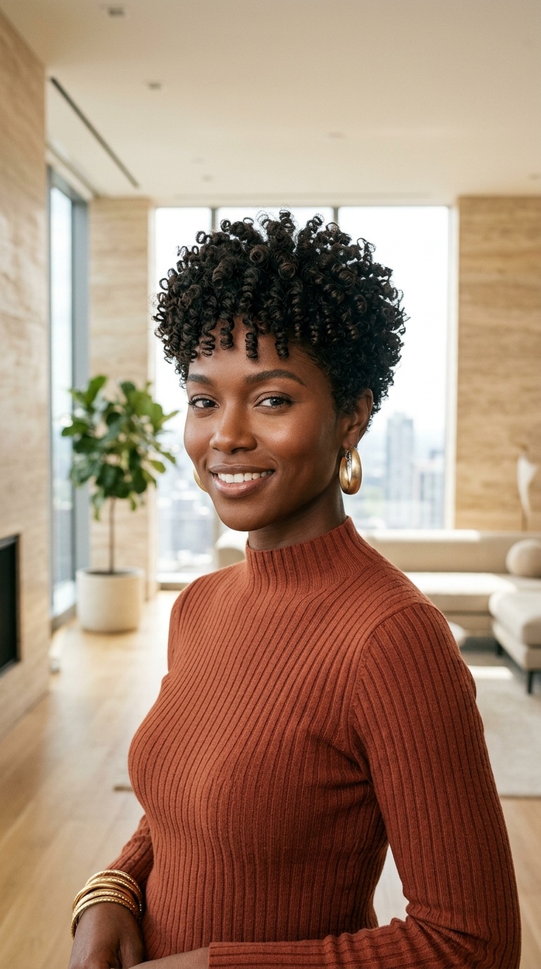 Pixie Cut Finger Coils Black Women