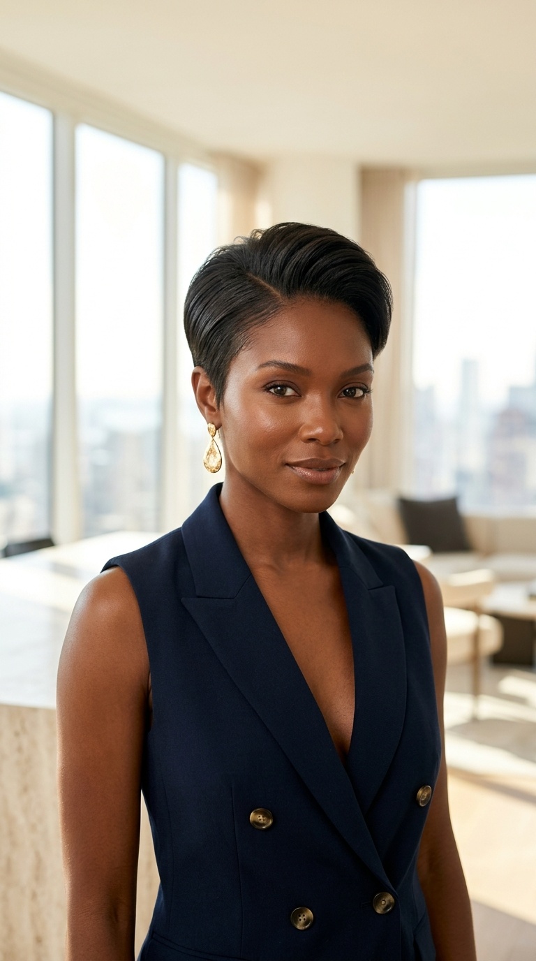 Pixie Cut Short Straight Hair Black Women