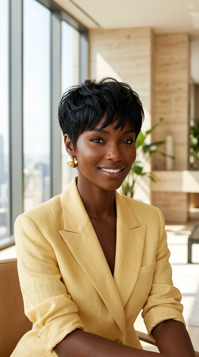 Pixie Cut With Bangs Black Women