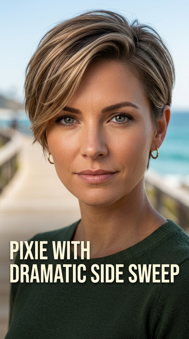 Pixie with Dramatic Side Sweep
