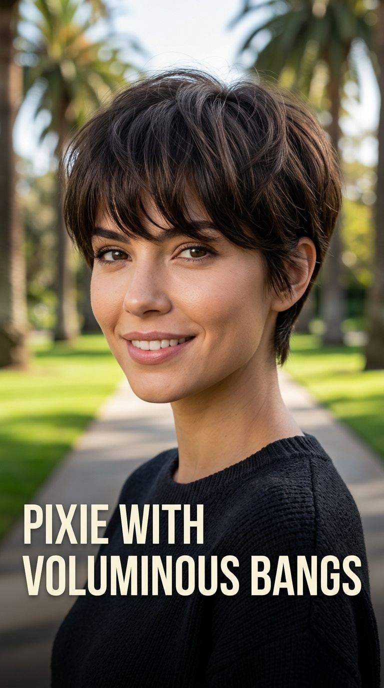 Pixie with Voluminous Bangs