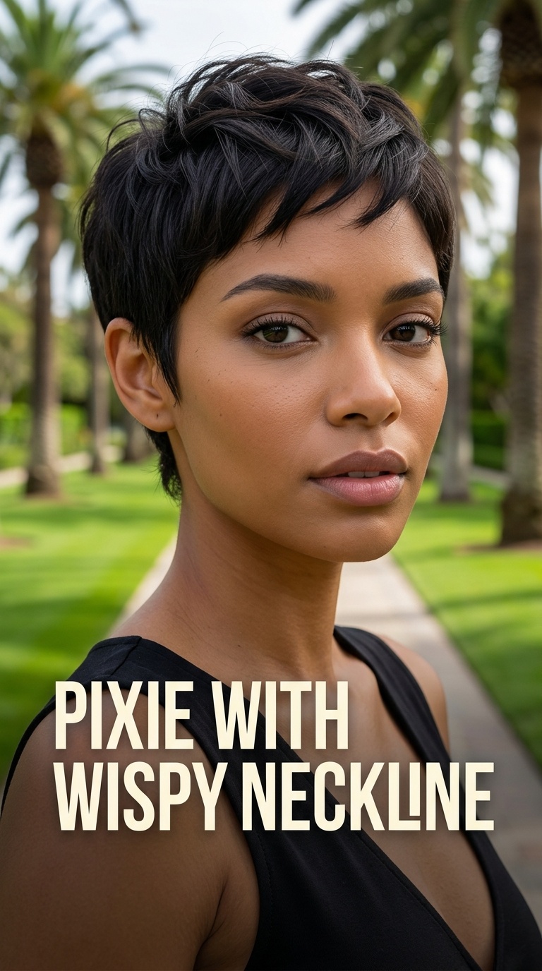 Pixie with Wispy Neckline