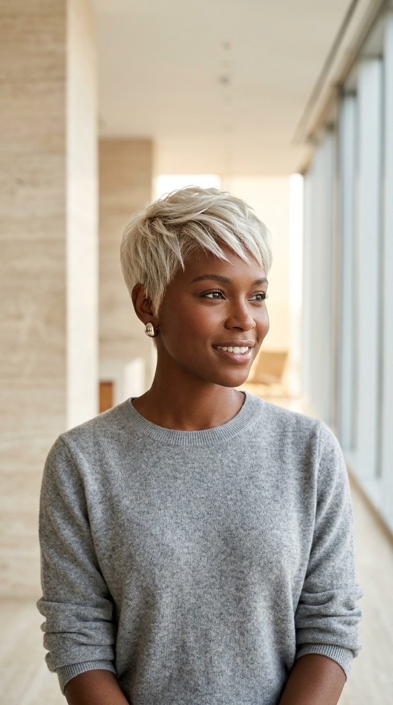 Platinum Blonde Pixie Cut Black Women