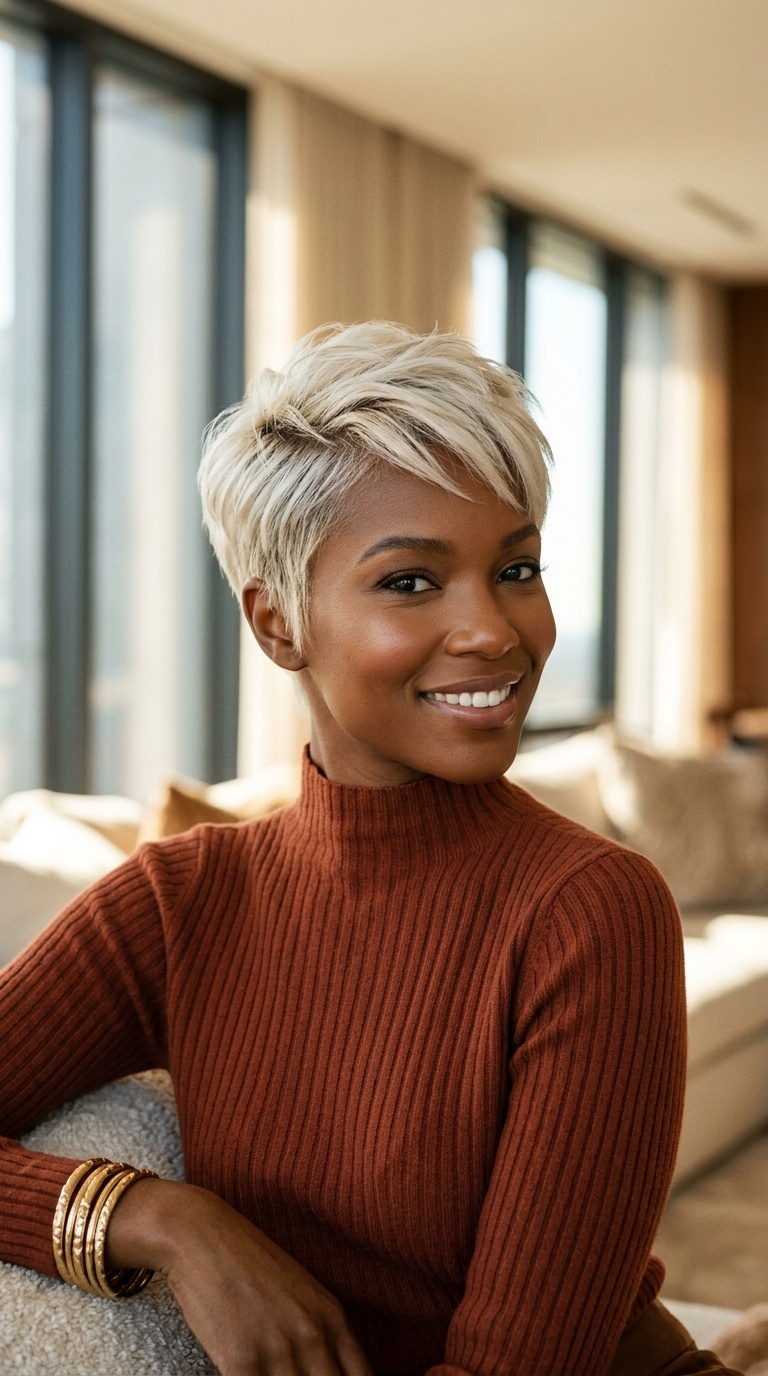 Platinum Pixie Cut For Black Women