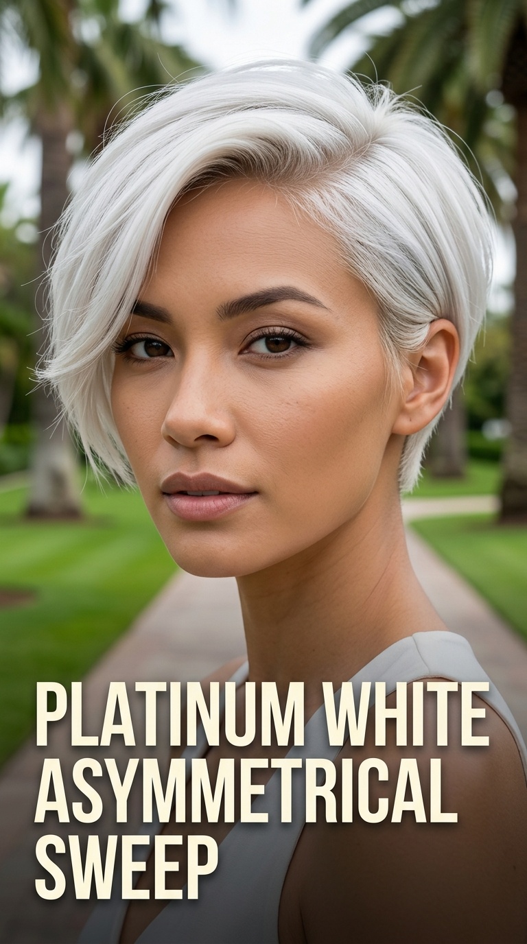 Platinum White Asymmetrical Sweep