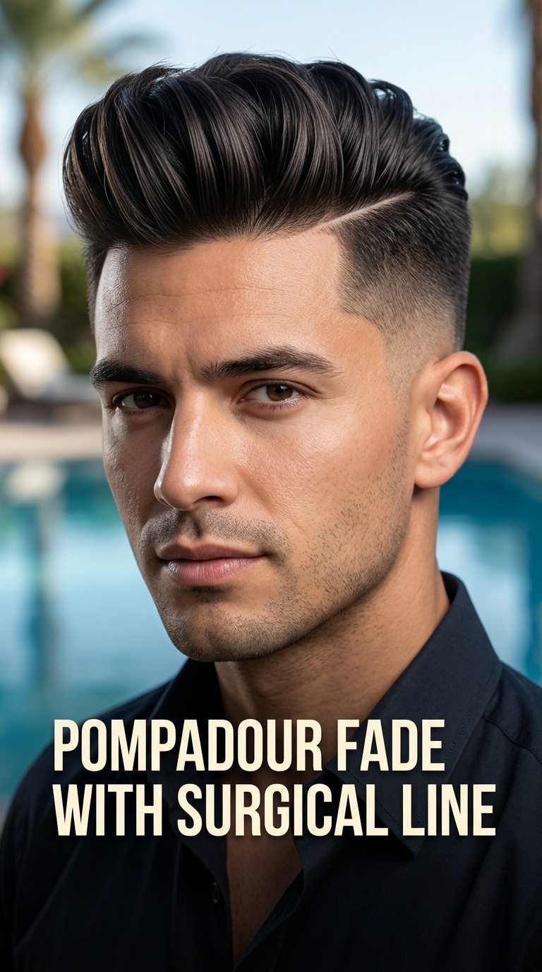 Pompadour Fade with Surgical Line