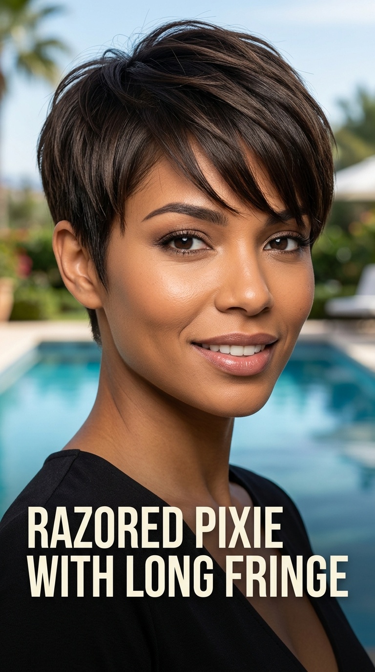 Razored Pixie with Long Fringe