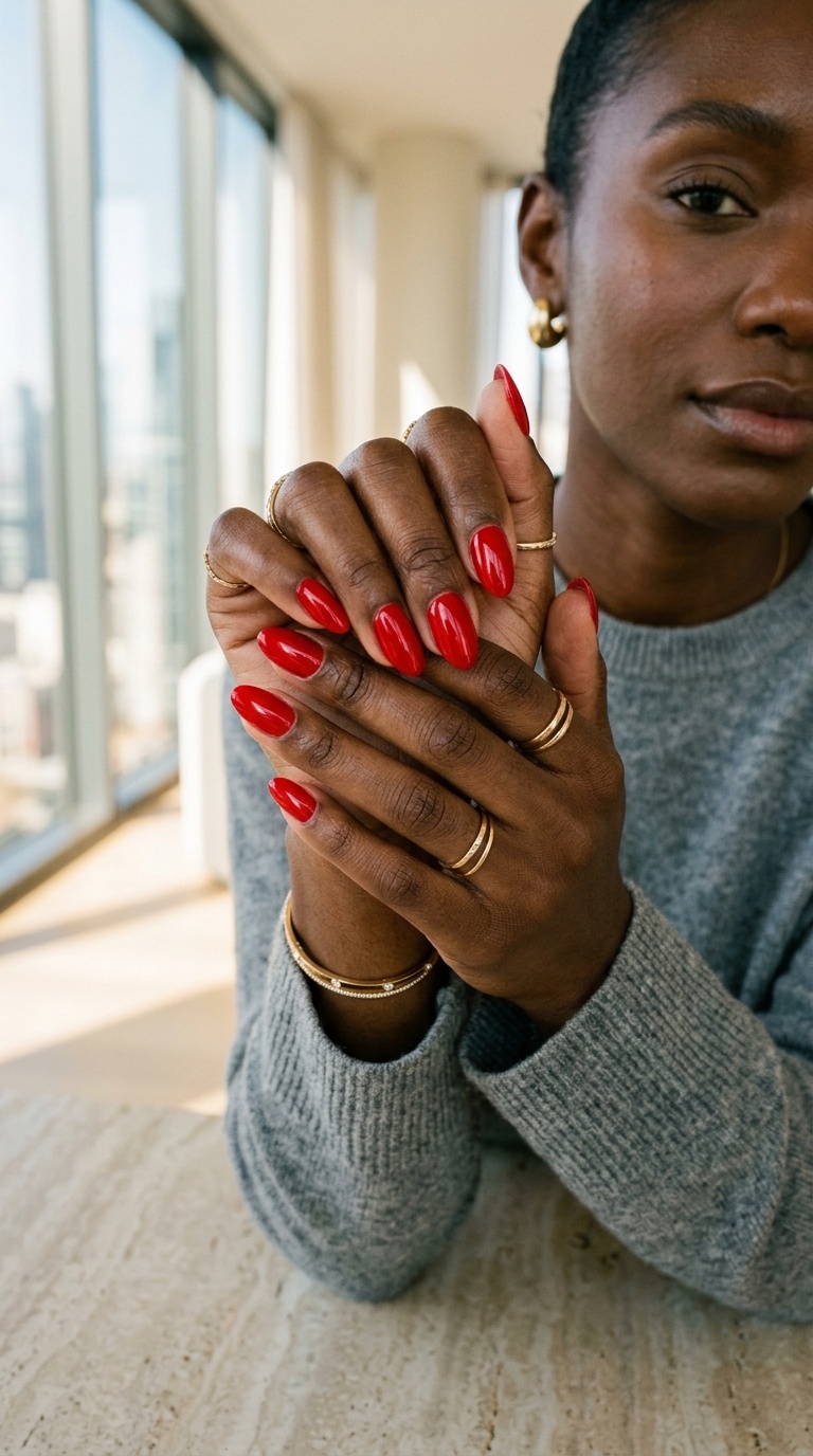 Red Classic Nails Black Women