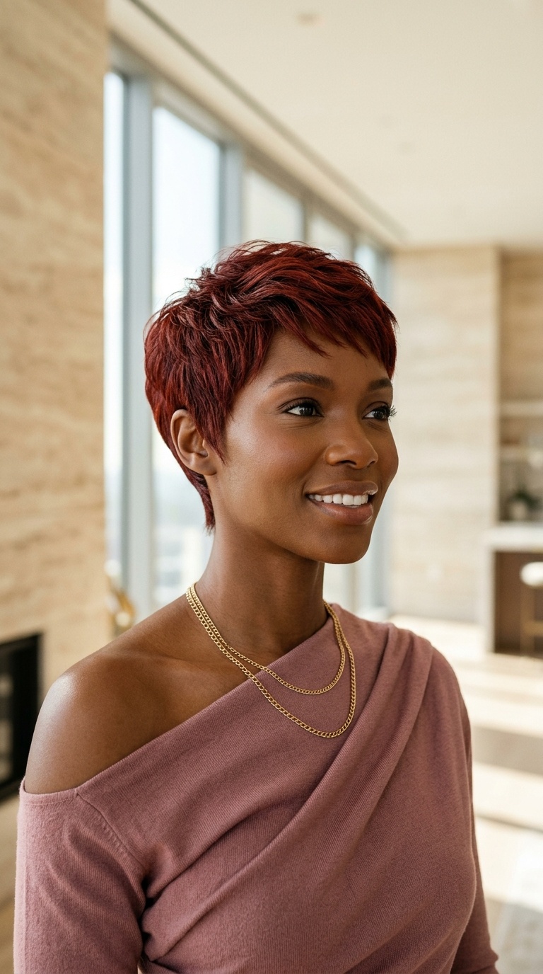 Red Pixie Cut Black Women 90s