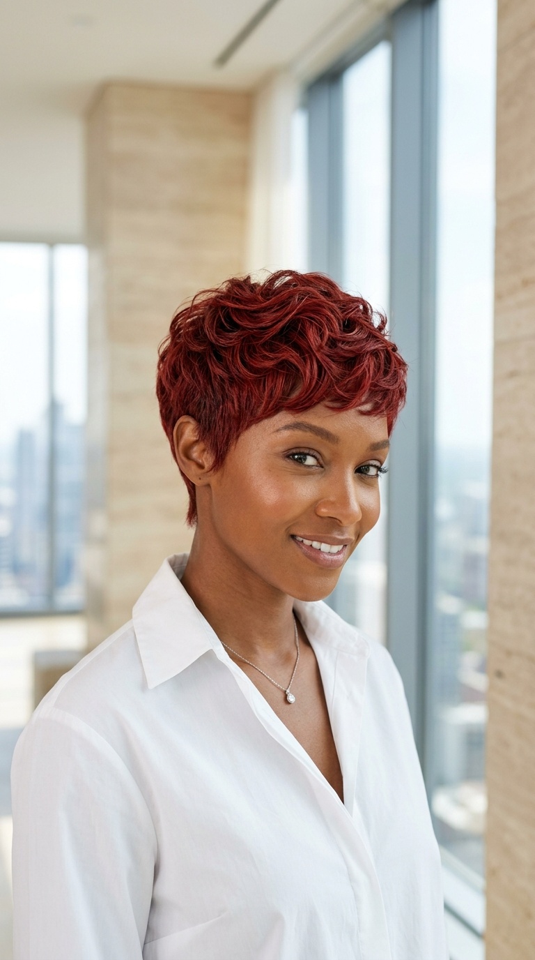 Red Pixie Cut For Black Women