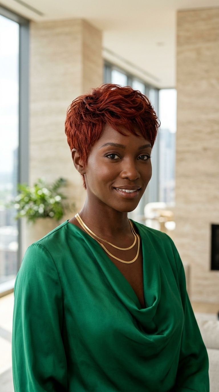 Red Pixie Haircut Black Women