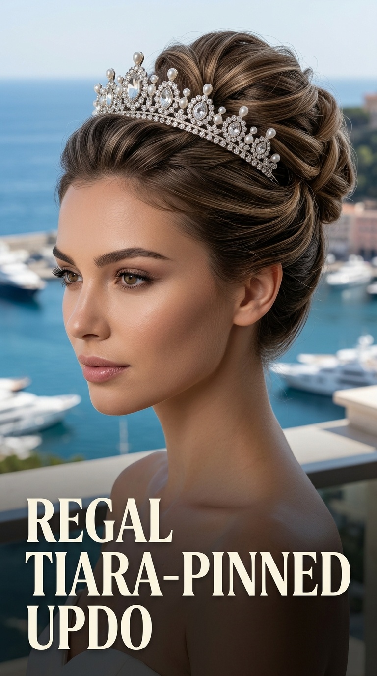Regal Tiara-Pinned Updo