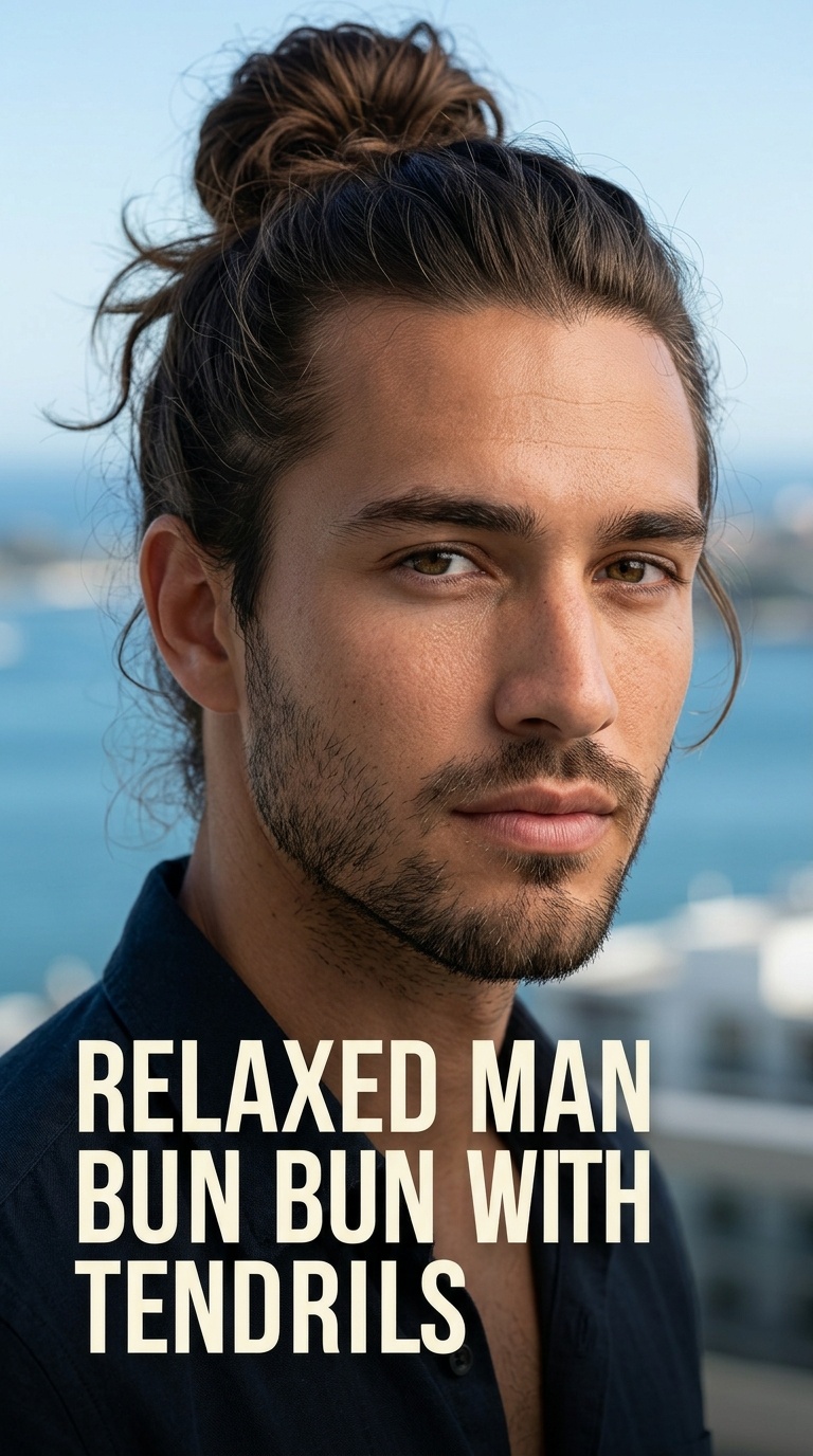 Relaxed Man Bun with Tendrils