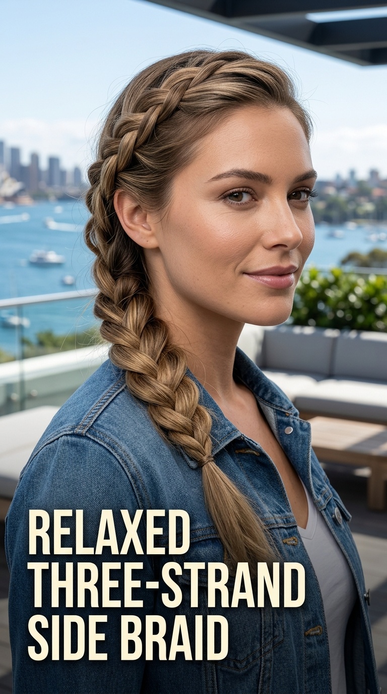 Relaxed Three-Strand Side Braid