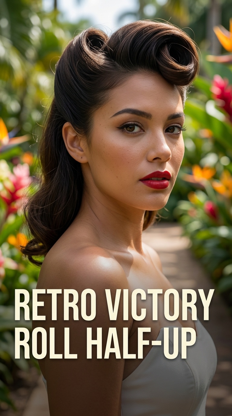 Retro Victory Roll Half-Up