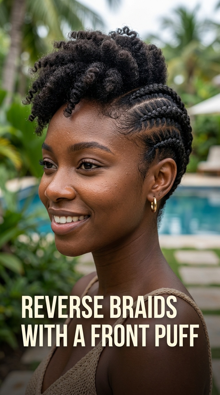 Reverse Braids with a Front Puff