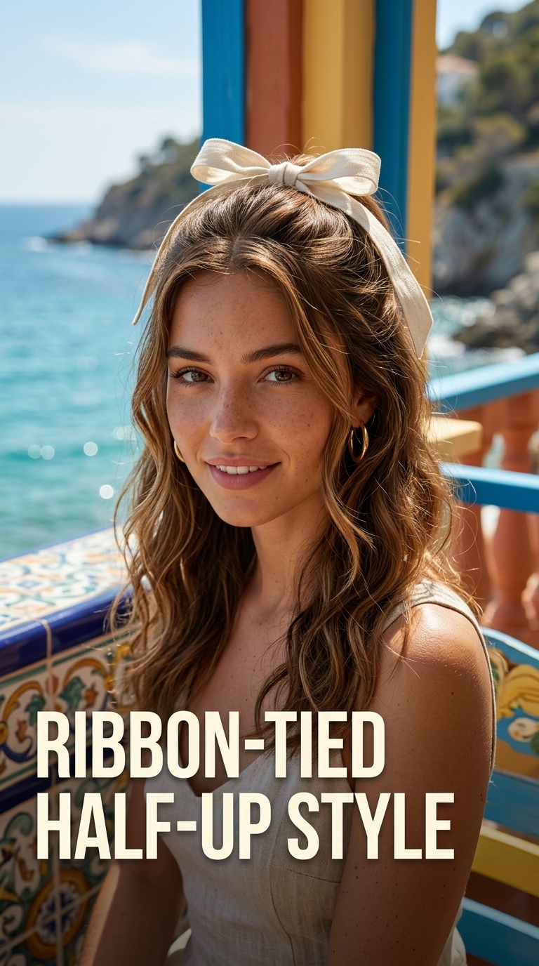 Ribbon-Tied Half-Up Style
