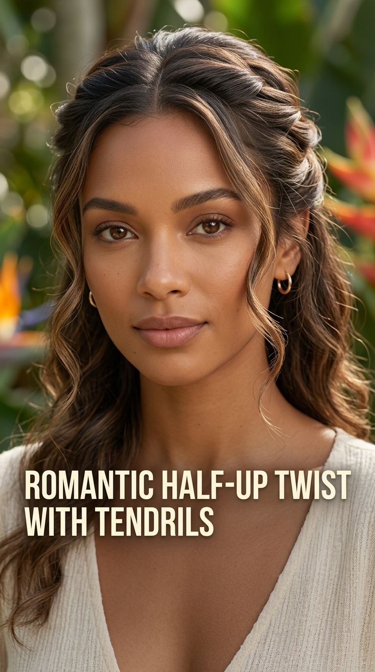 Romantic Half-Up Twist with Tendrils
