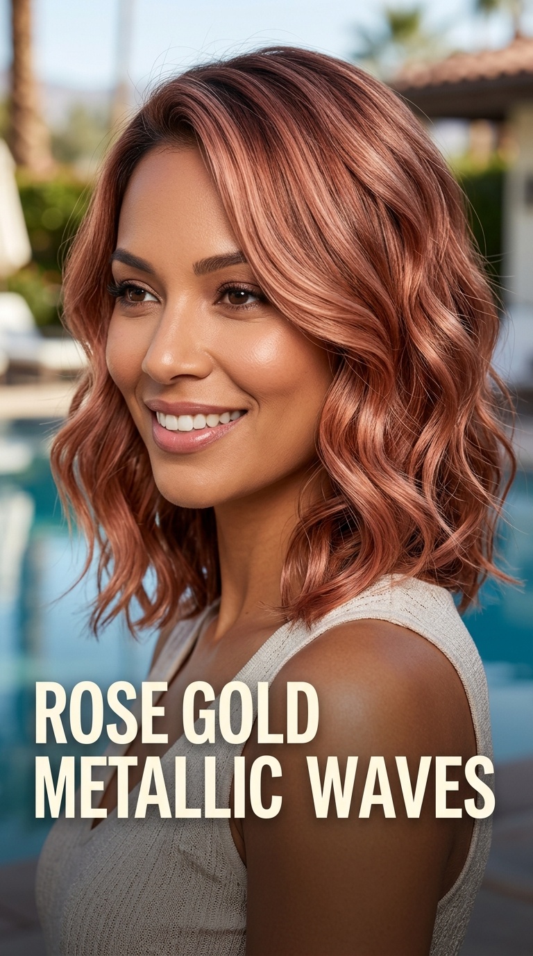 Rose Gold Metallic Waves