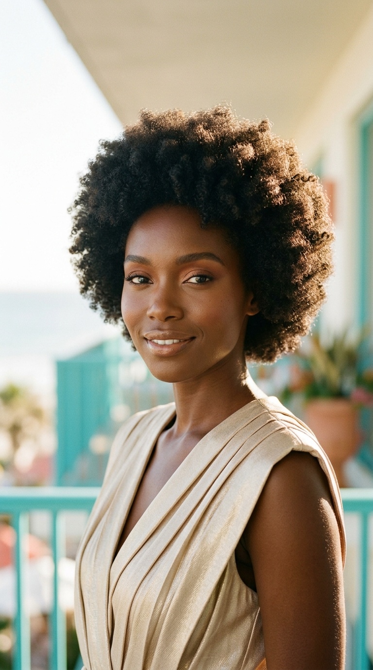 Rounded Afro with Pick Styling