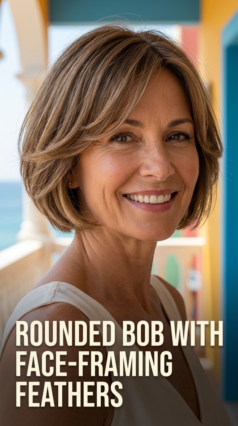 Rounded Bob with Face-Framing Feathers