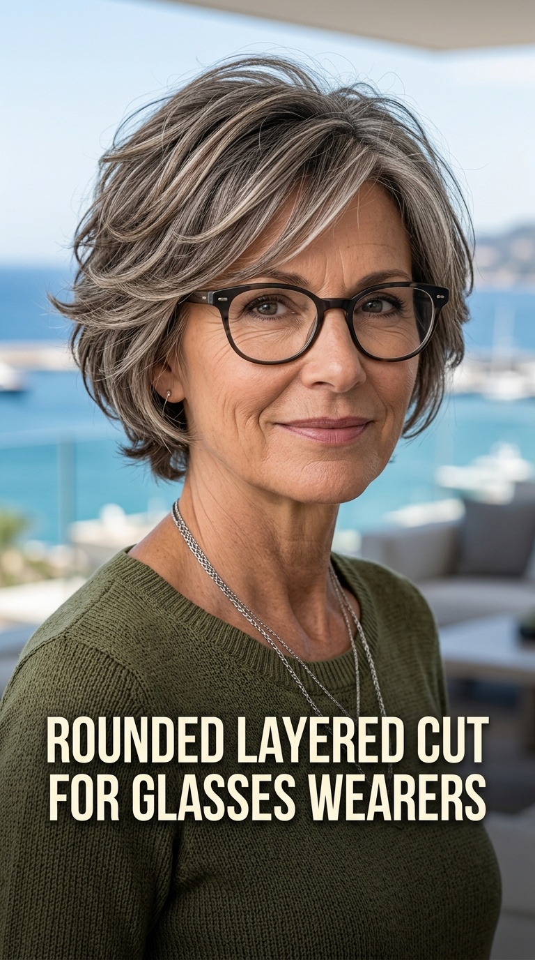 Rounded Layered Cut for Glasses Wearers