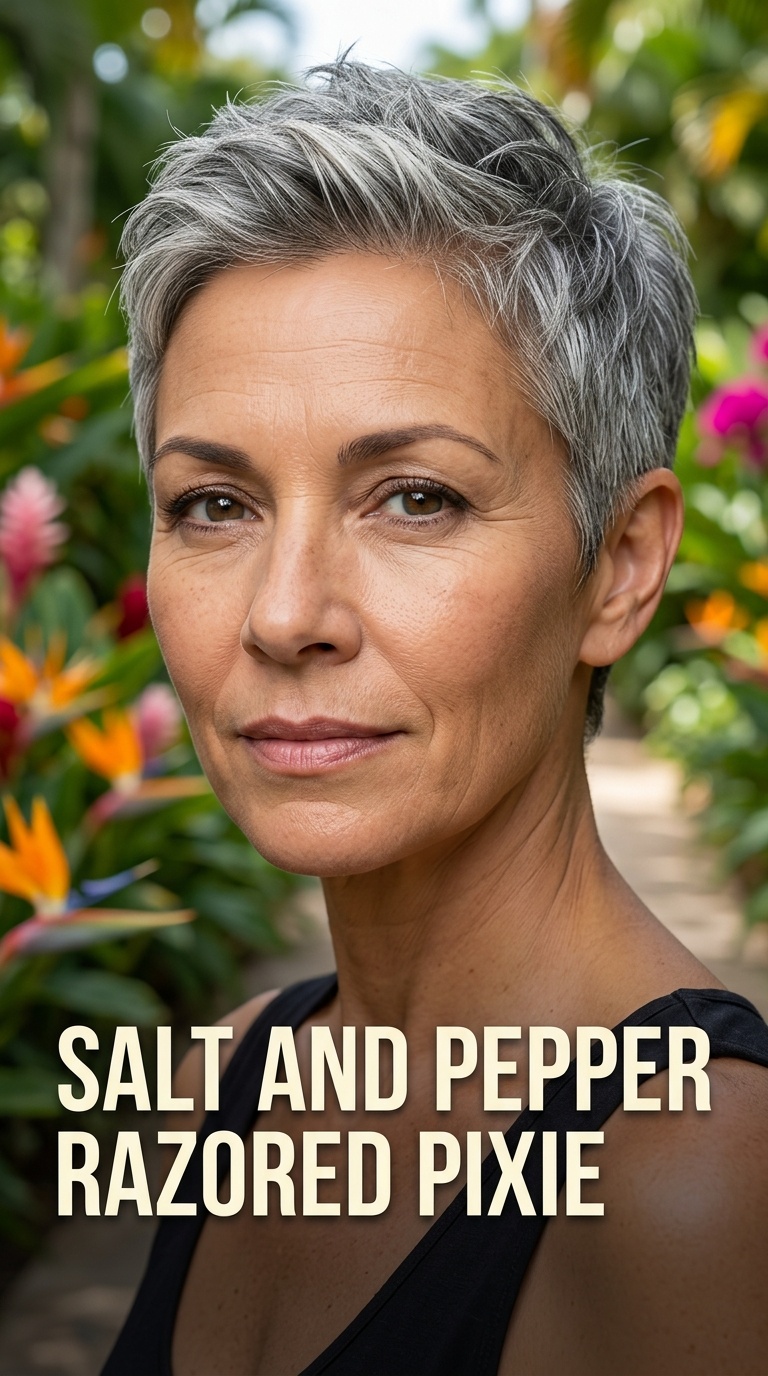 Salt and Pepper Razored Pixie