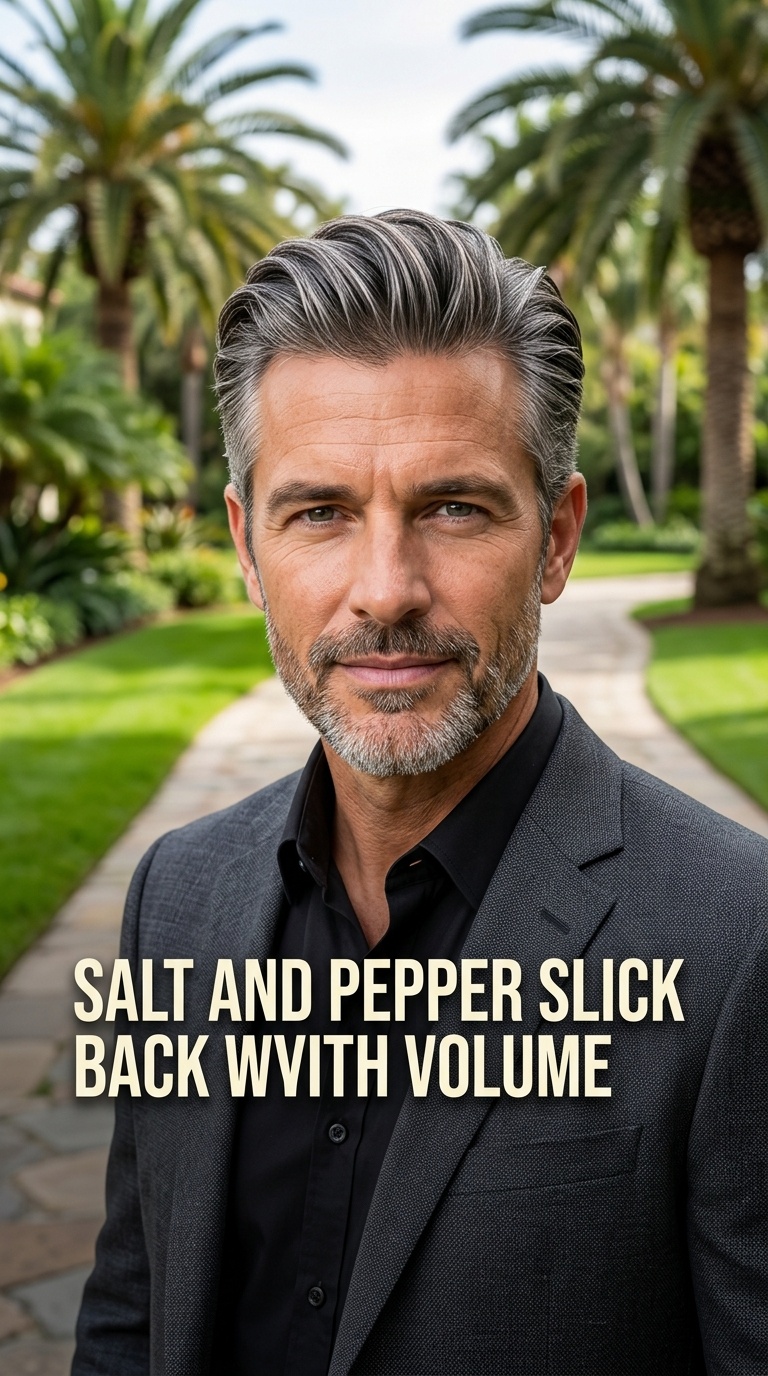 Salt and Pepper Slick Back with Volume