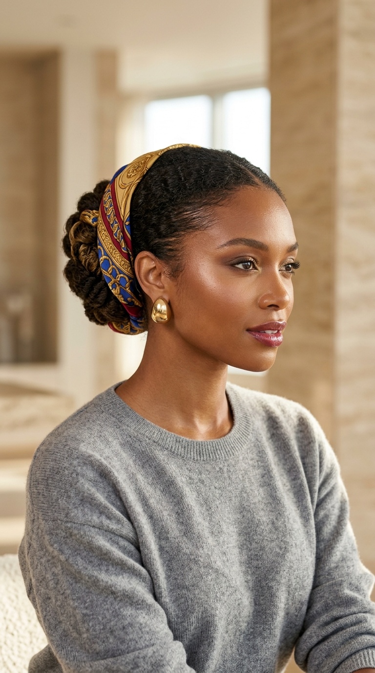 Scarf Bun For Black Women