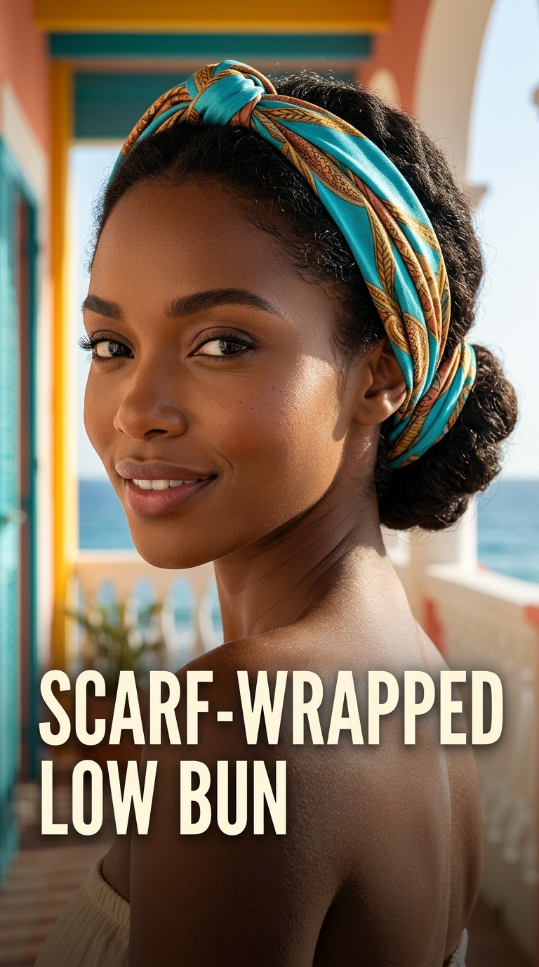 Scarf-Wrapped Low Bun