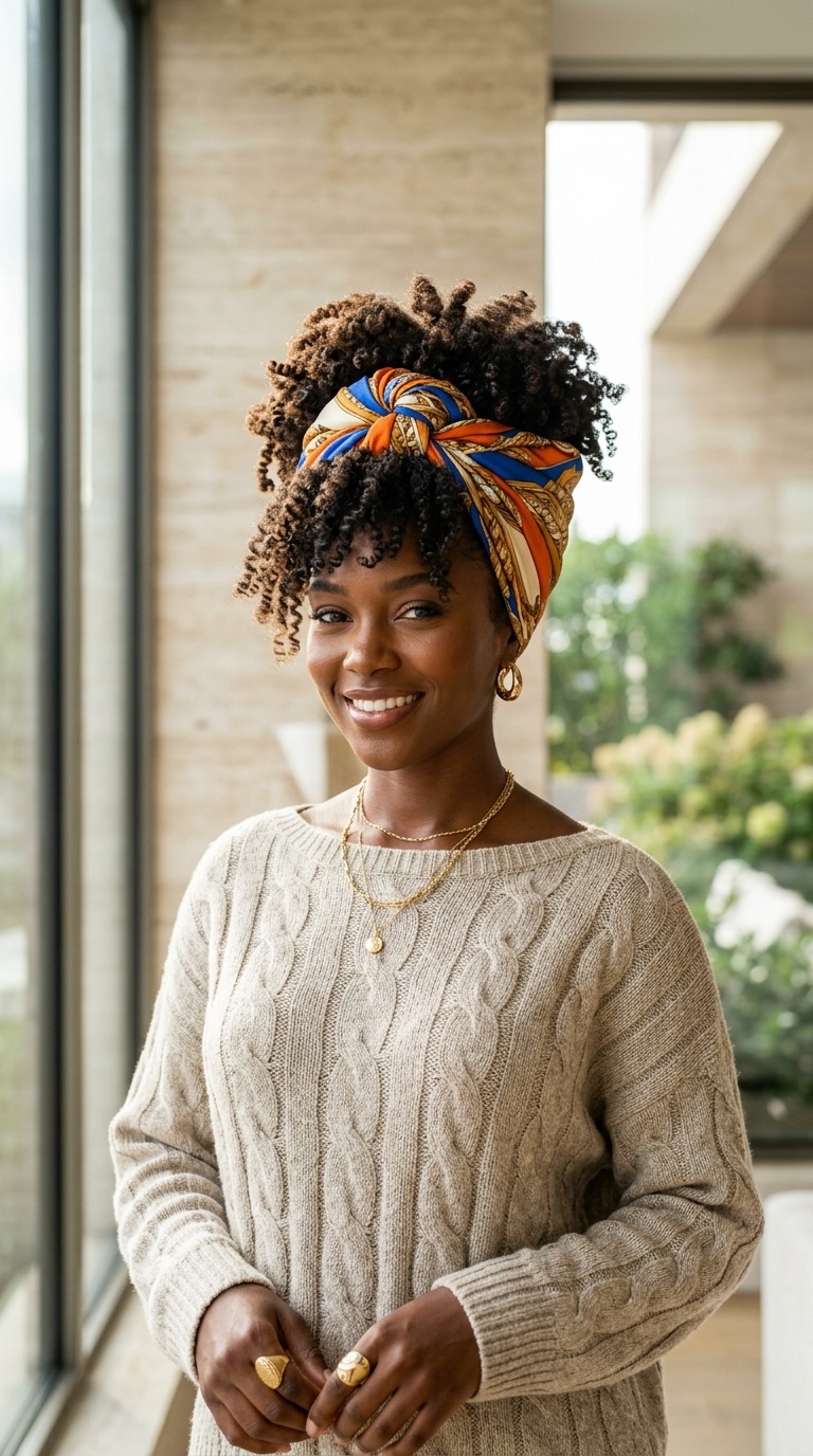 Scarf Wrapped Natural Hairstyles