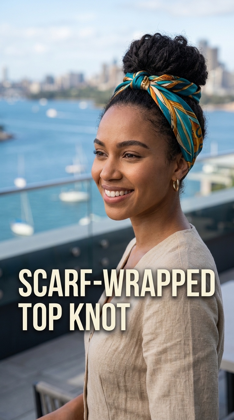 Scarf-Wrapped Top Knot