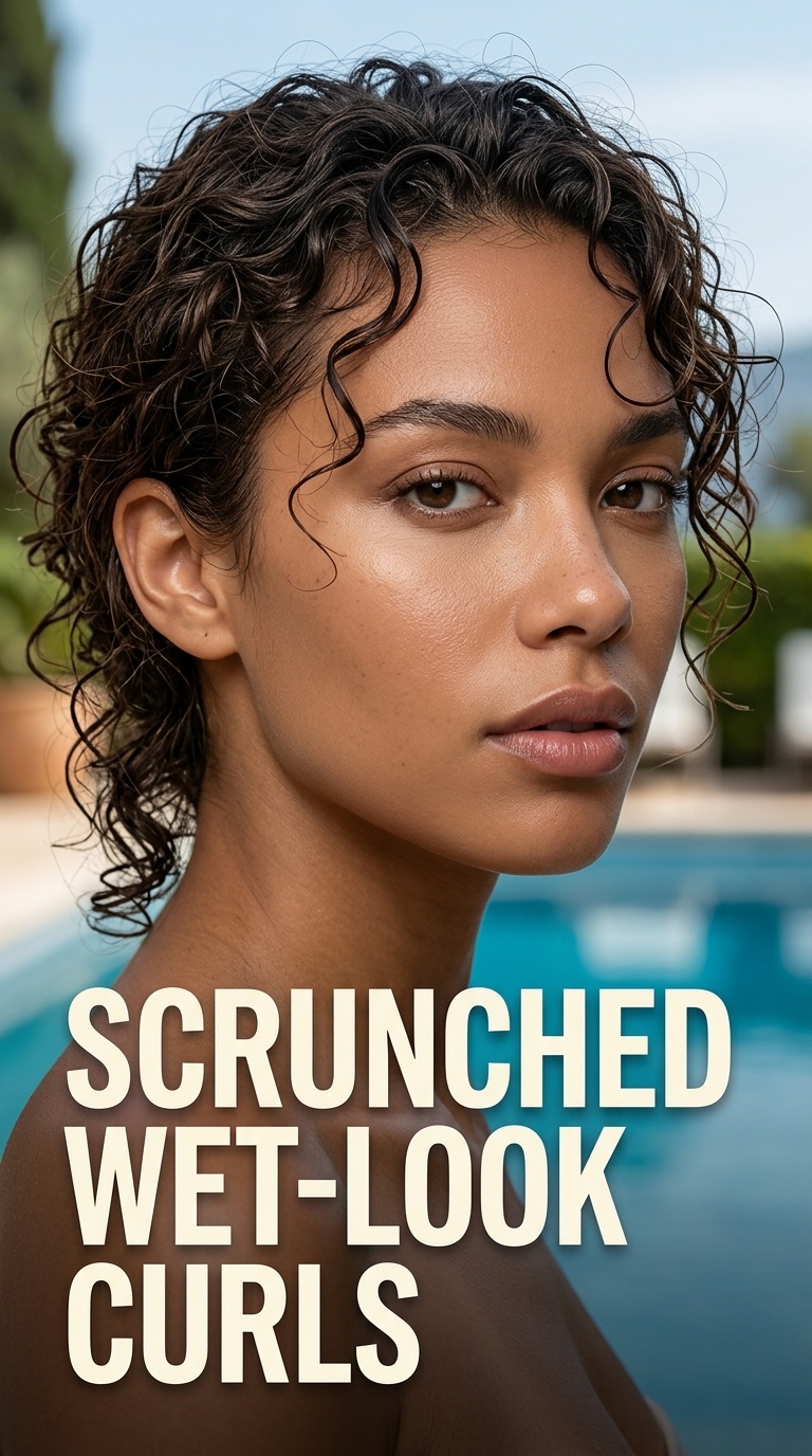 Scrunched Wet-Look Curls
