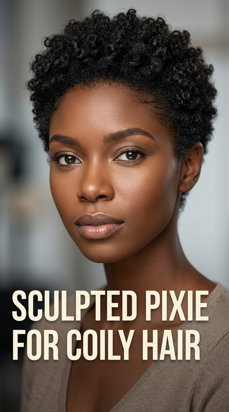 Sculpted Pixie for Coily Hair