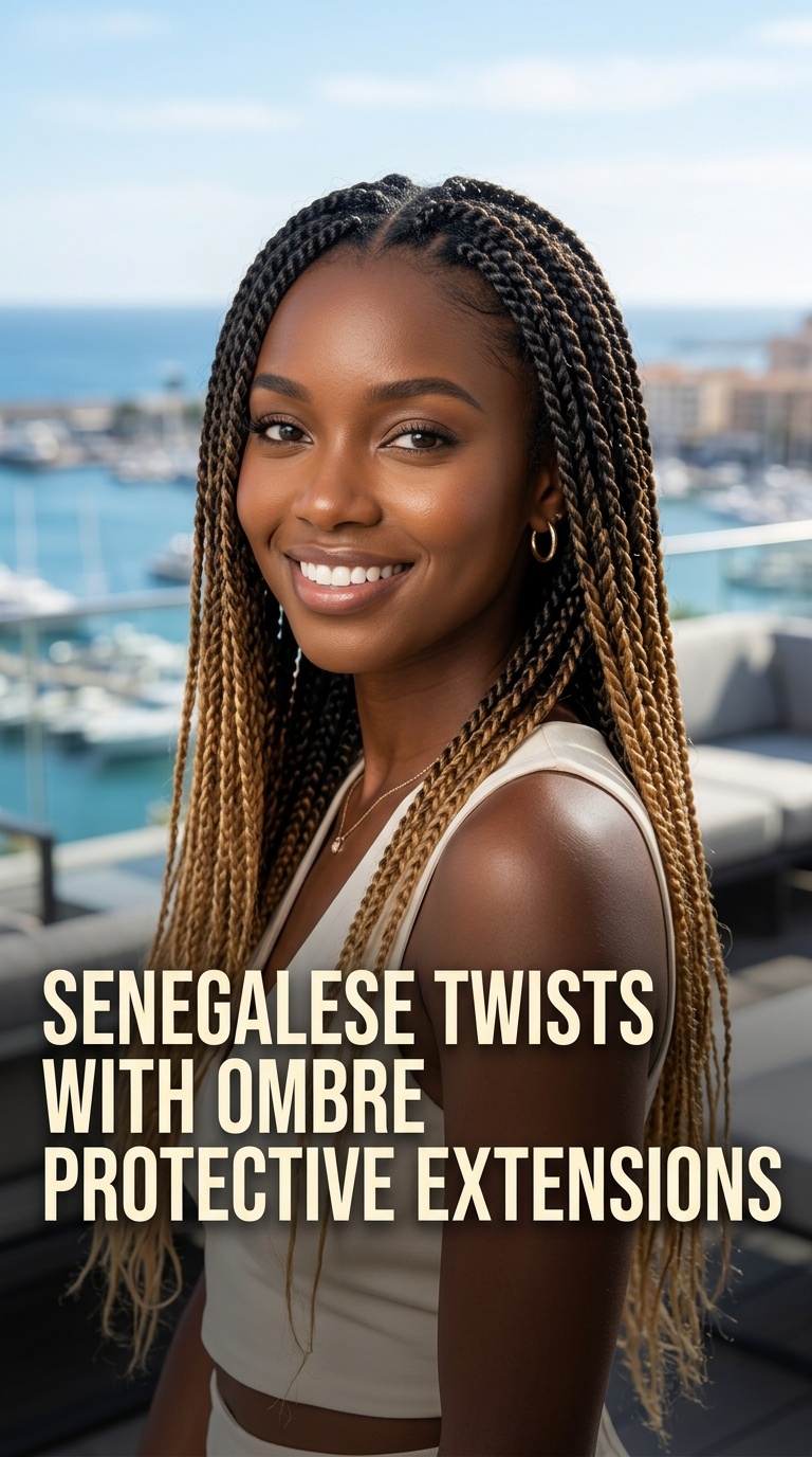Senegalese Twists with Ombre Protective Extensions