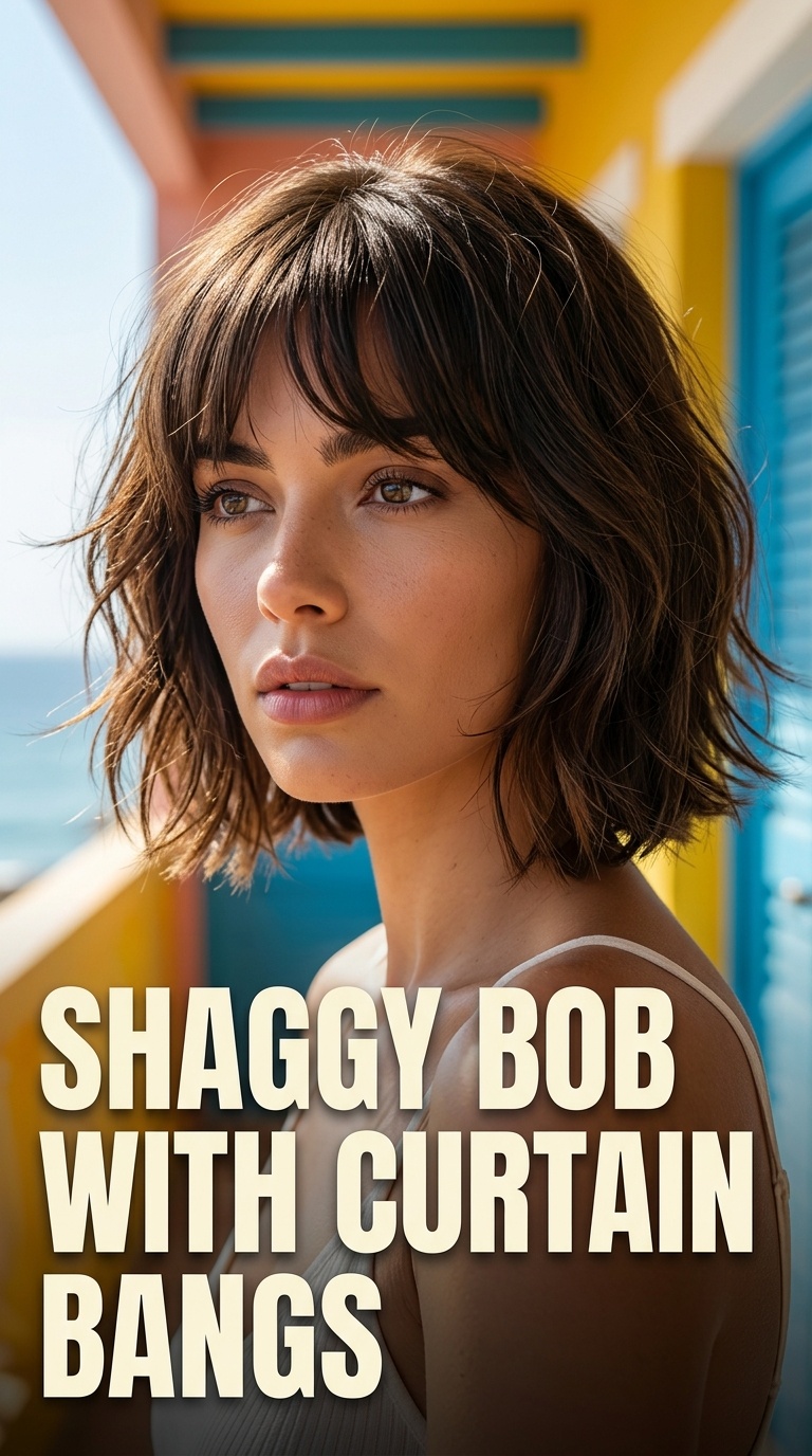 Shaggy Bob with Curtain Bangs