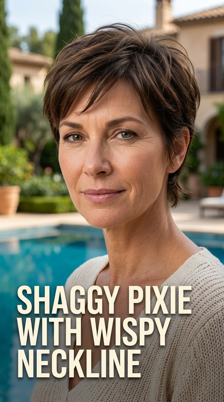 Shaggy Pixie with Wispy Neckline